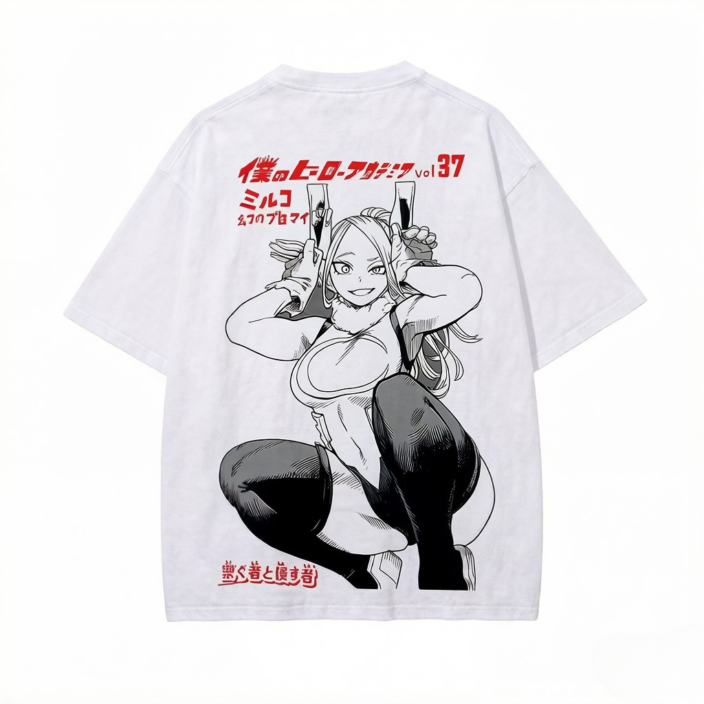 Acid Wash Vintage Graphic T Shirt - Футболка Mirko My Hero Academia мужская,