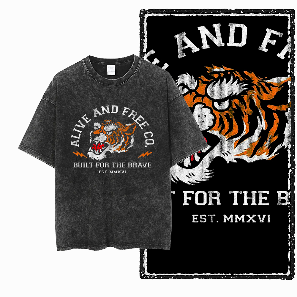 Acid Wash Vintage Graphic T Shirt - Футболка унисекс с принтом DI TIGER,