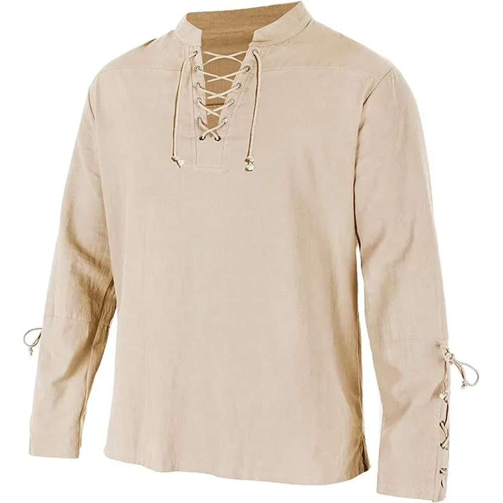 Мужская рубашка с длинным рука – обзор и цена Medieval Gothic Lace Up Pirate Shirt