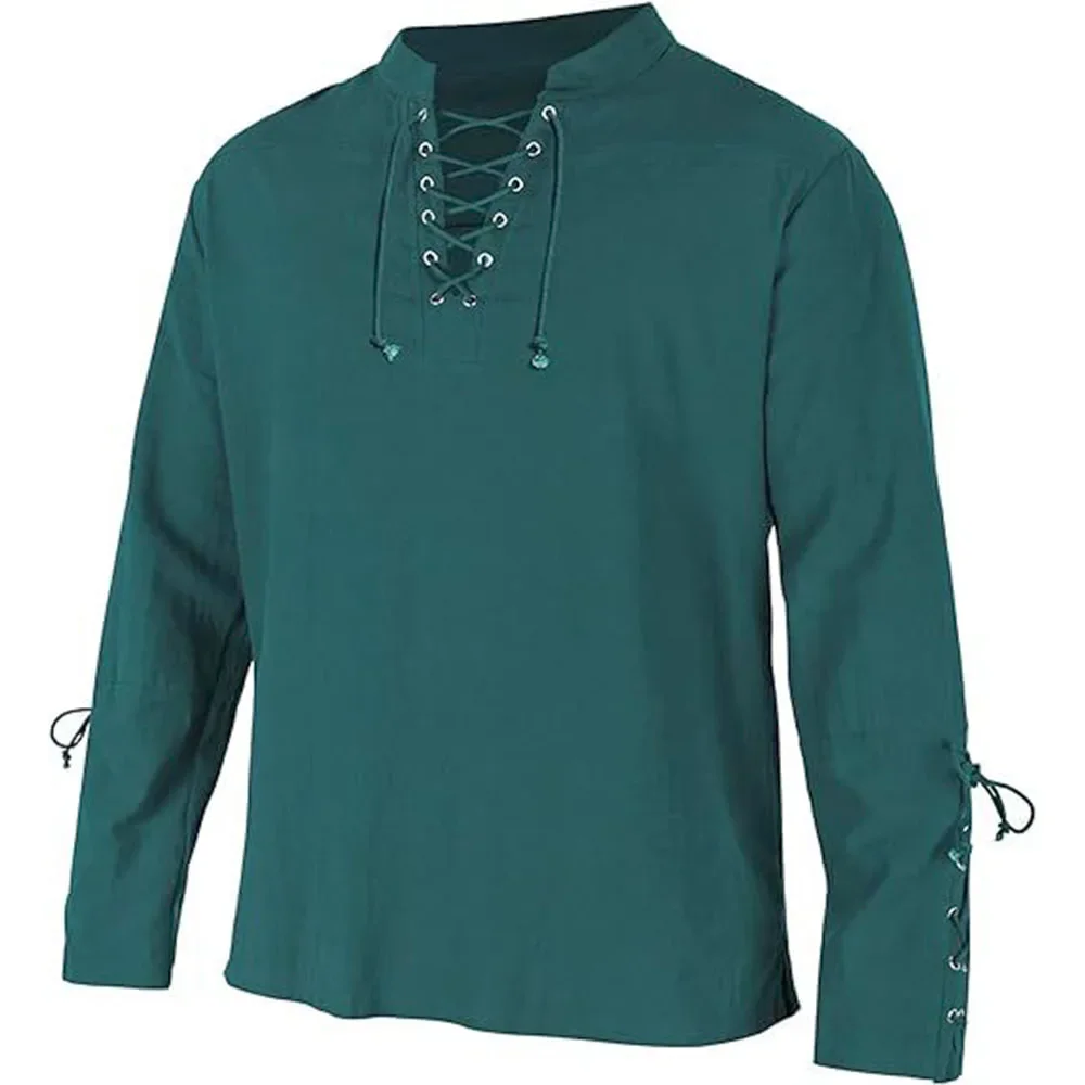 Мужская рубашка с длинным рука – обзор и цена Medieval Gothic Lace Up Pirate Shirt