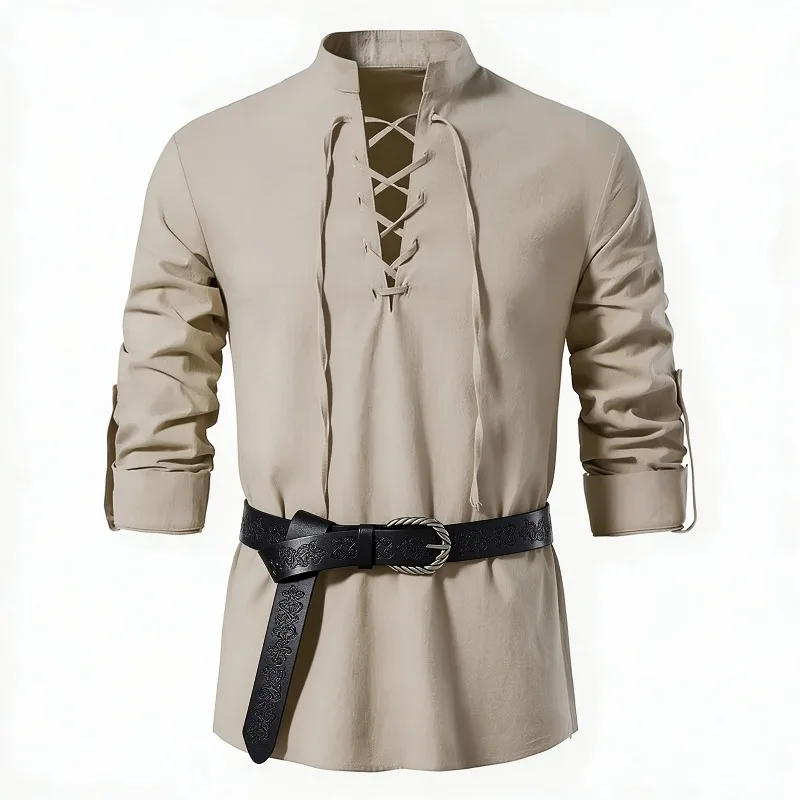Мужская средневековая рубашка  – обзор и цена Medieval Gothic Lace Up Pirate Shirt