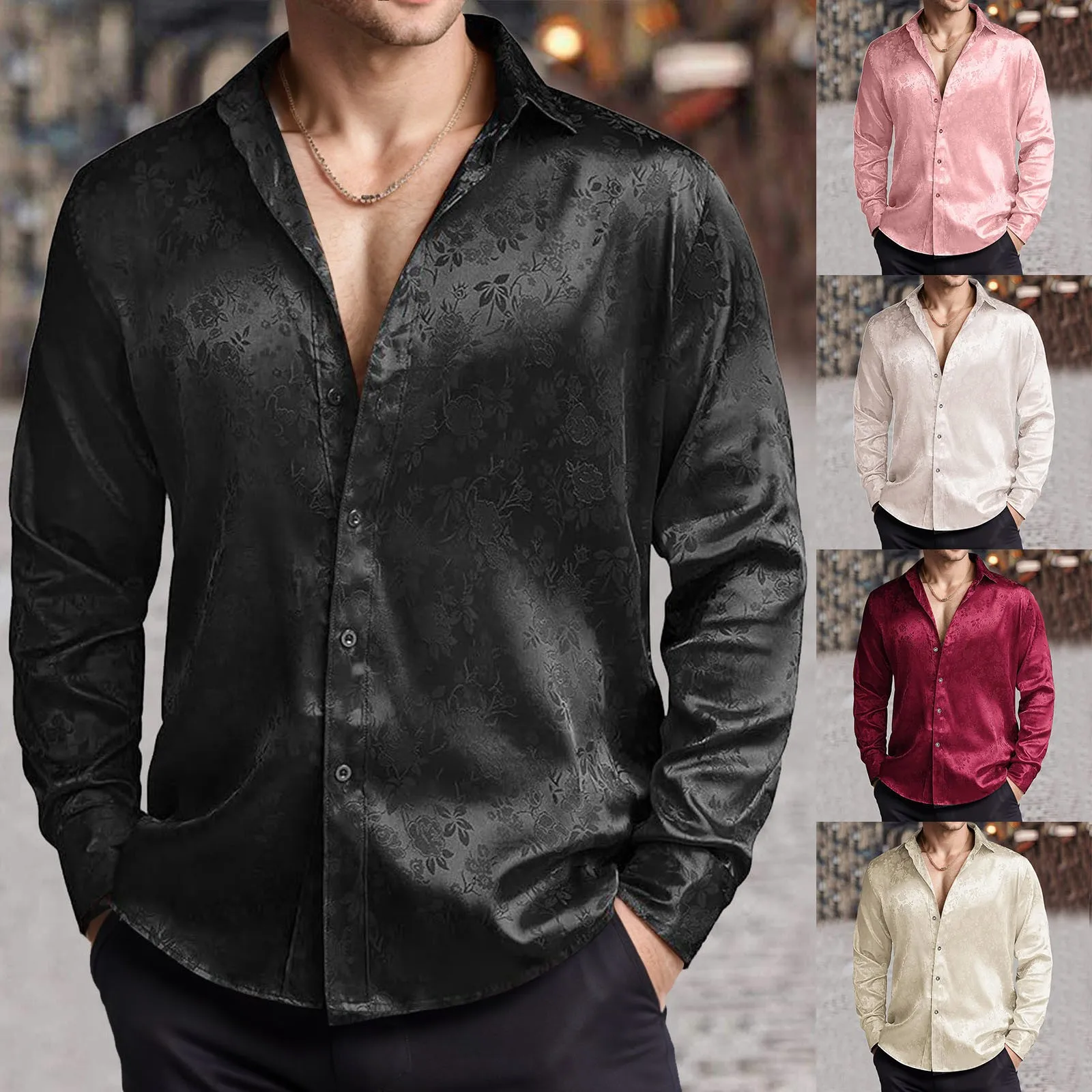 Мужская классическая рубашка и – обзор и цена Mens Satin Silk Dress Shirt