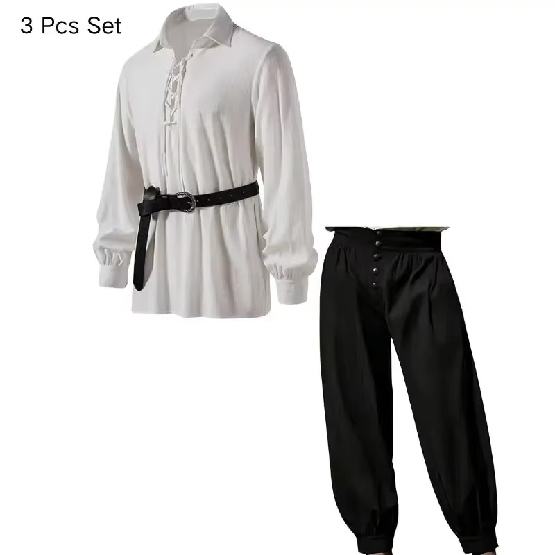 Мужской костюм в средневековом – обзор и цена Medieval Gothic Lace Up Pirate Shirt