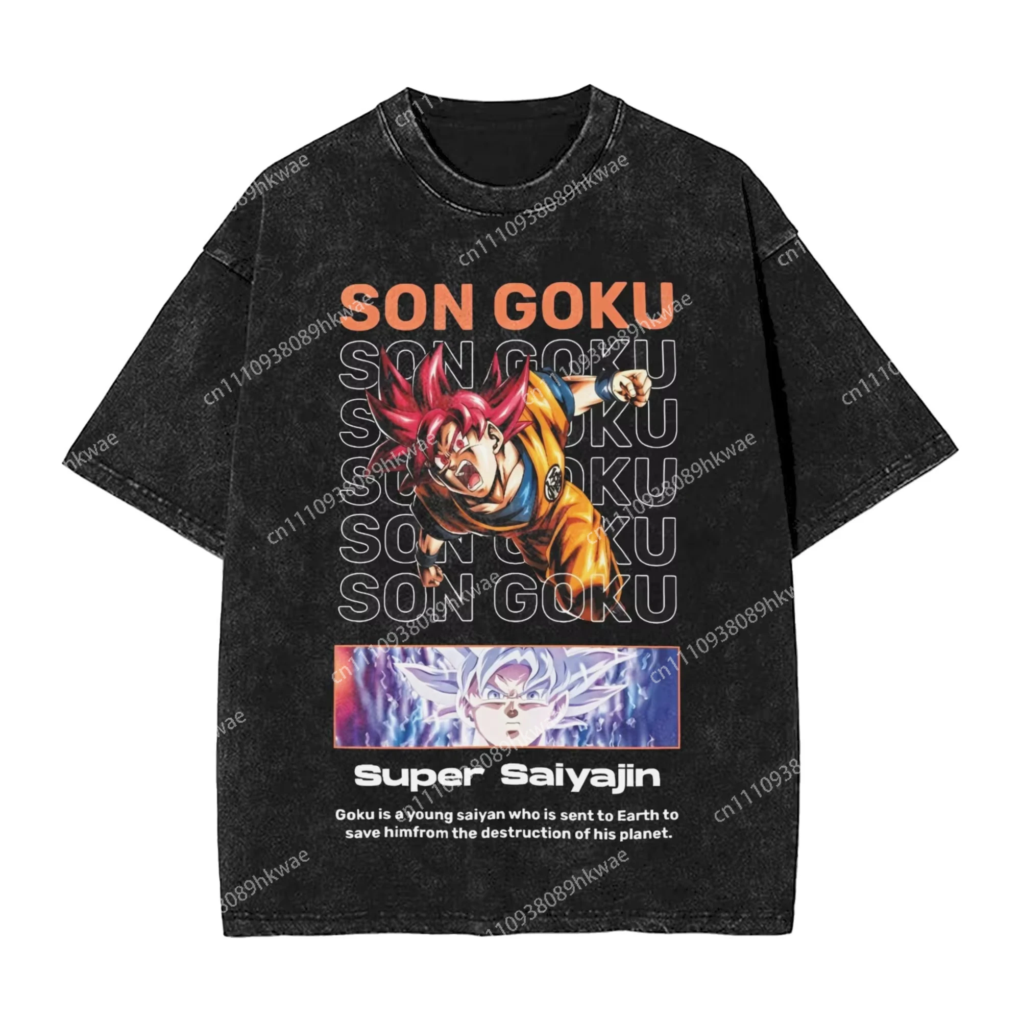 Футболка с логотипом Goku Kanj – обзор и цена Acid Wash Vintage Graphic T Shirt